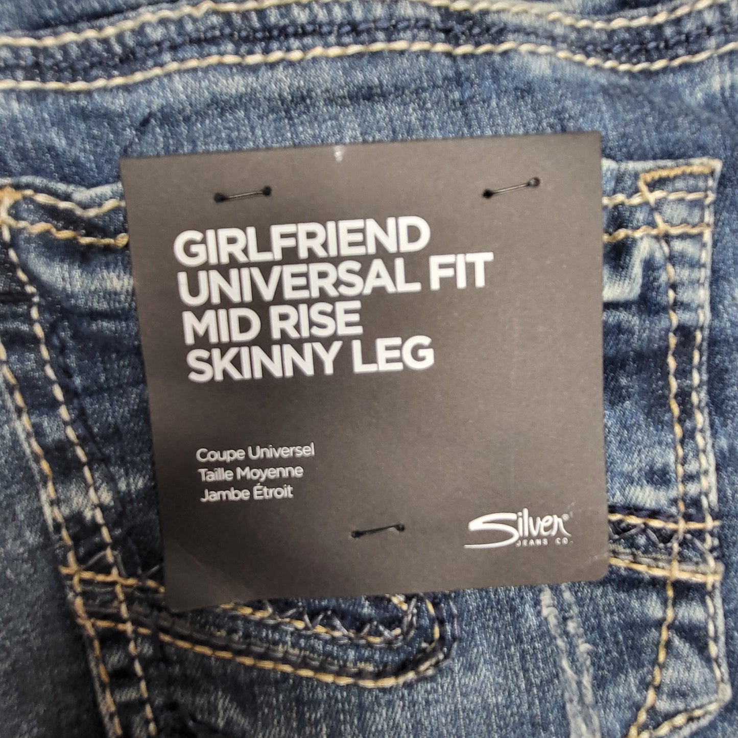 SILVER JEANS CO. Girlfriend Universal Fit Mid Rise Skinny Leg Sz 29/29 Indigo L27137SJL388