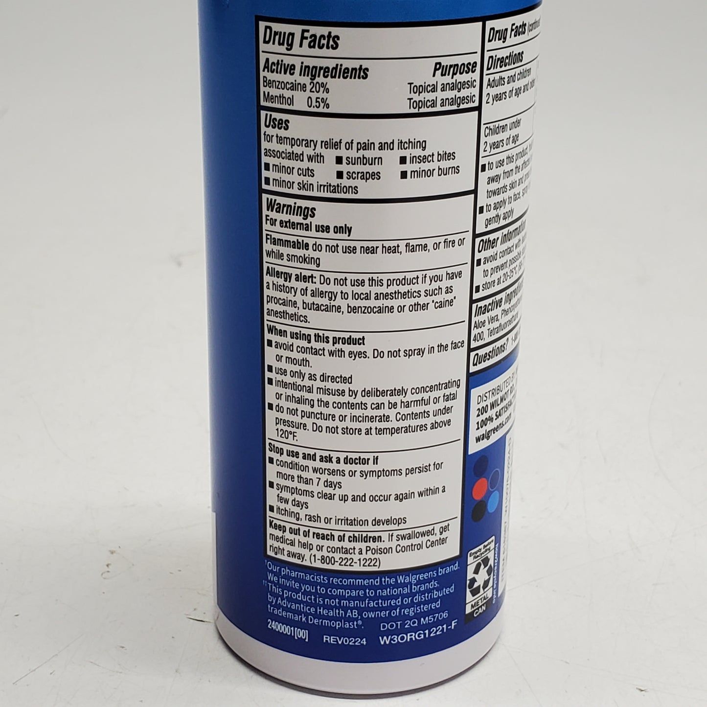 WALGREENS Pain, Burn & Itch Spray Topical Analgesic 2.75 OZ BB 02/27
