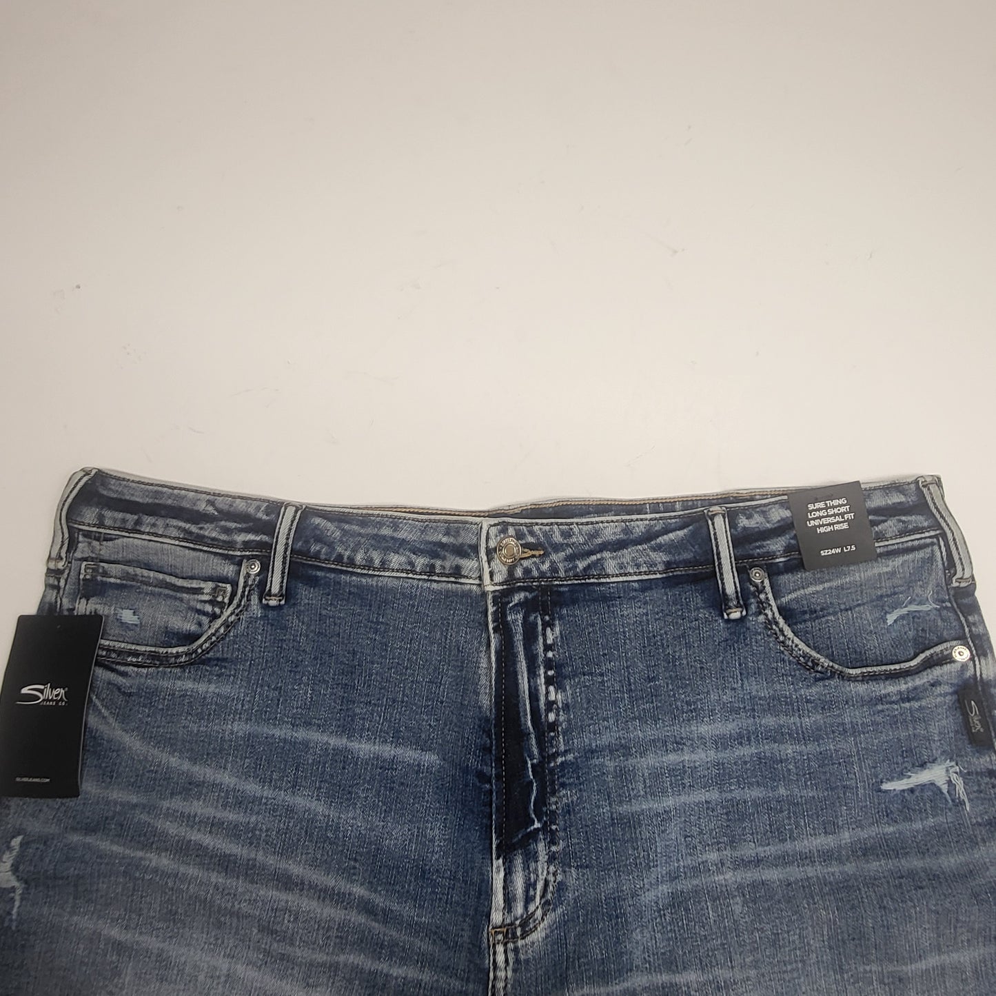 SILVER JEANS CO. Sure Thing Long Short High Rise Sz 32/6.5 Indigo L28517SCV258