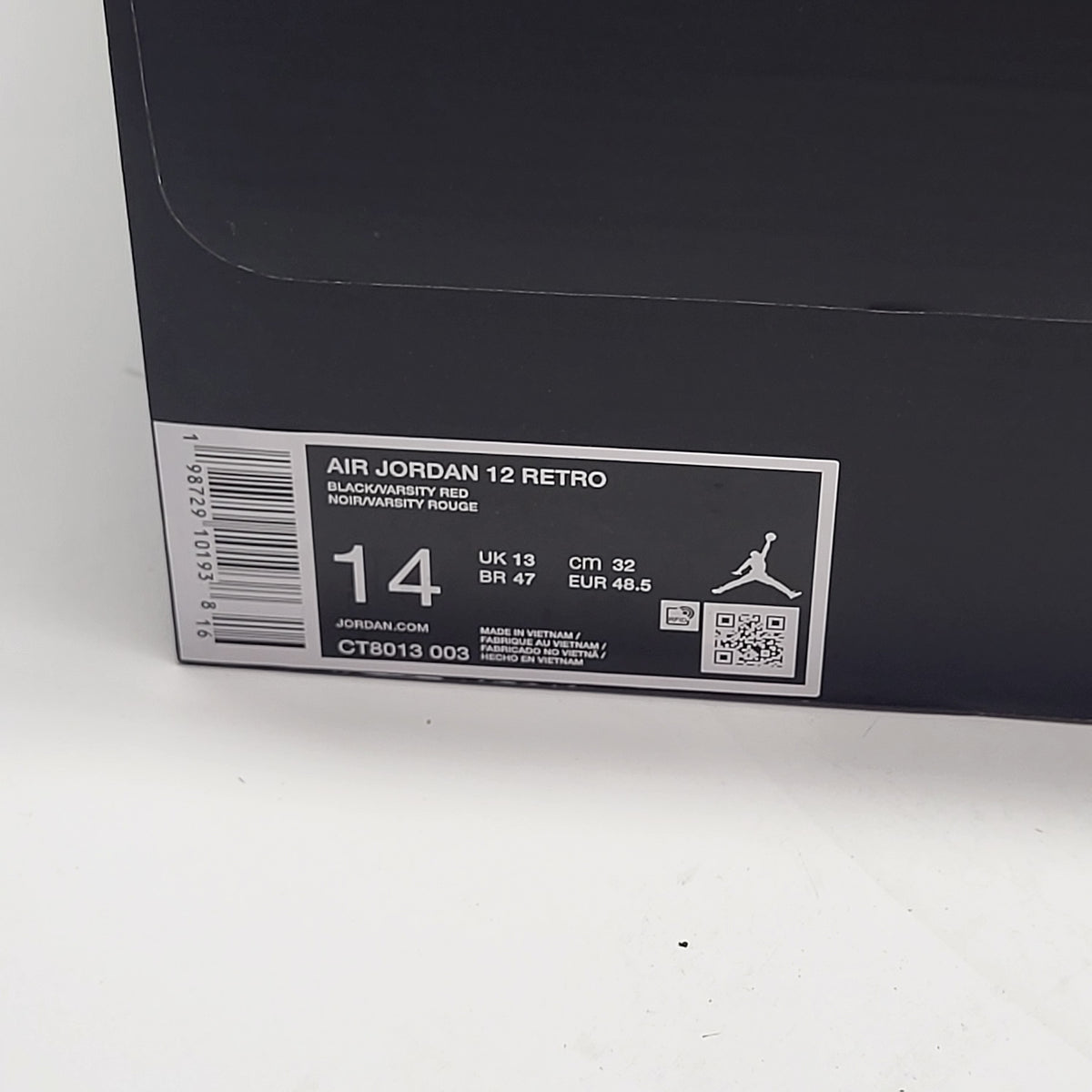 NIKE Air Jordan 12 Retro Bloodline Men's Sz 14 Black/Varsity Red CT8013-003