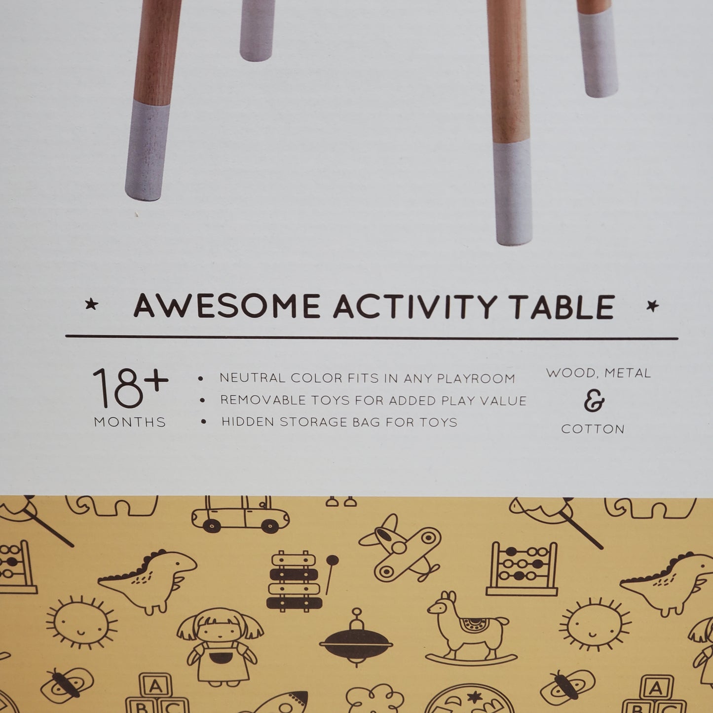 WONDER & WISE Awesome Activity Table Wood / Metal 21.5” x 21.5” x 23.5” Neutral 1000040027