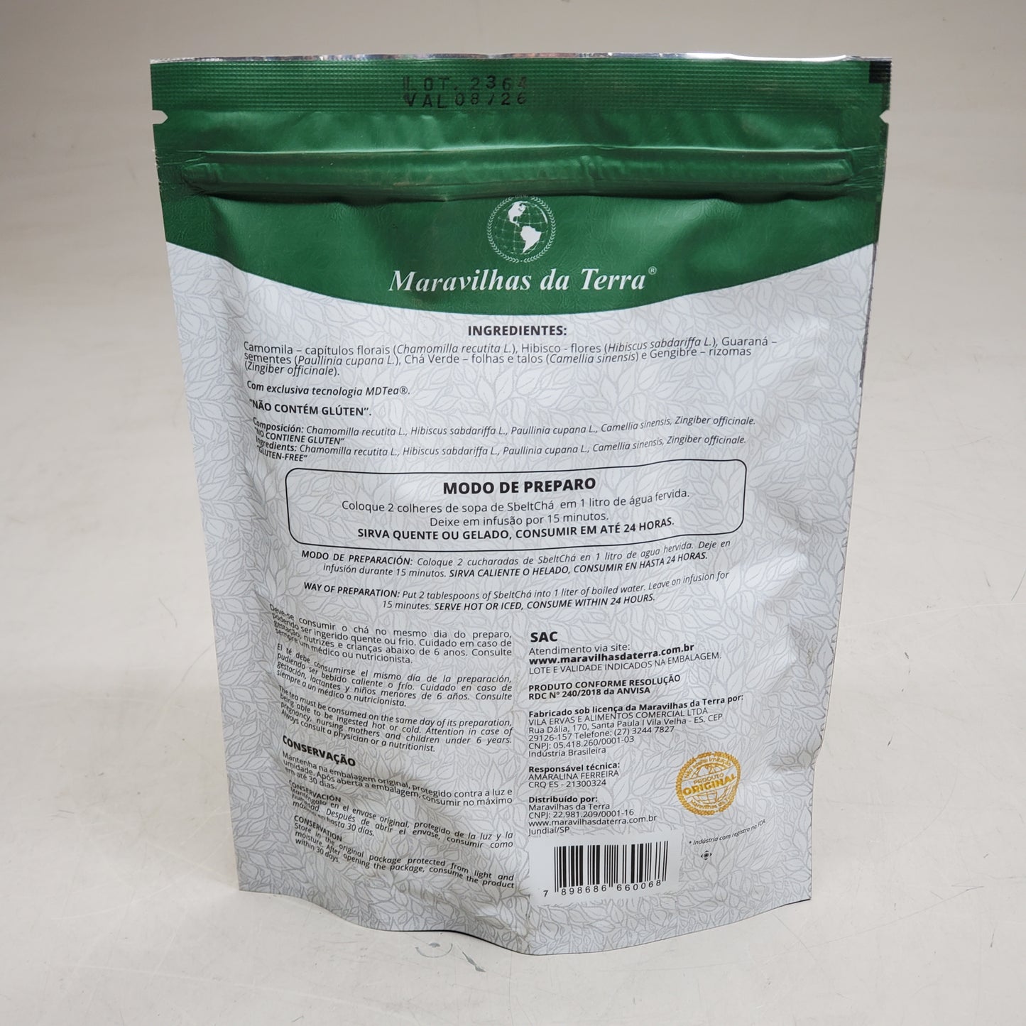 SBELTCHA (10 Pack) Global Line Chamomile, Hibiscus, Guarana MDTea 4.2 oz BB 08/26