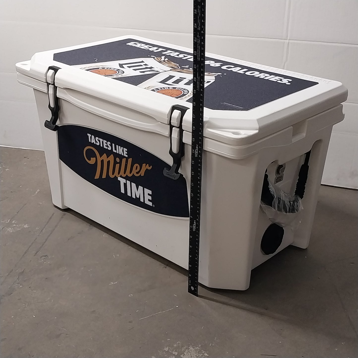 GRIZZLY 60 Cooler w/ "Tastes Like Miller Time" Advertising 60 Quart White (New)