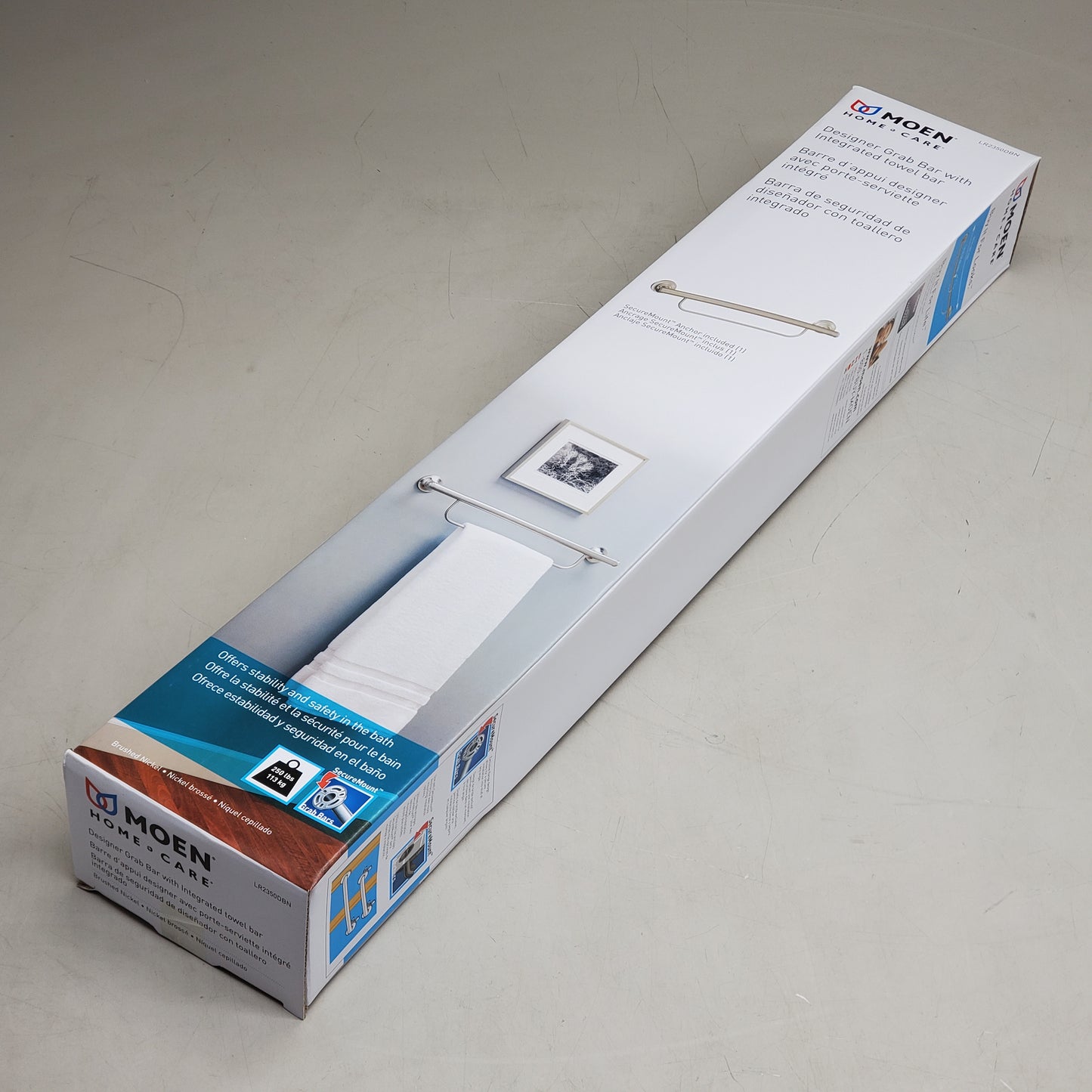 MOEN Home Care Designer Grab Bar W/ Towel Bar 24" Brushed Nickel LR2350DBN