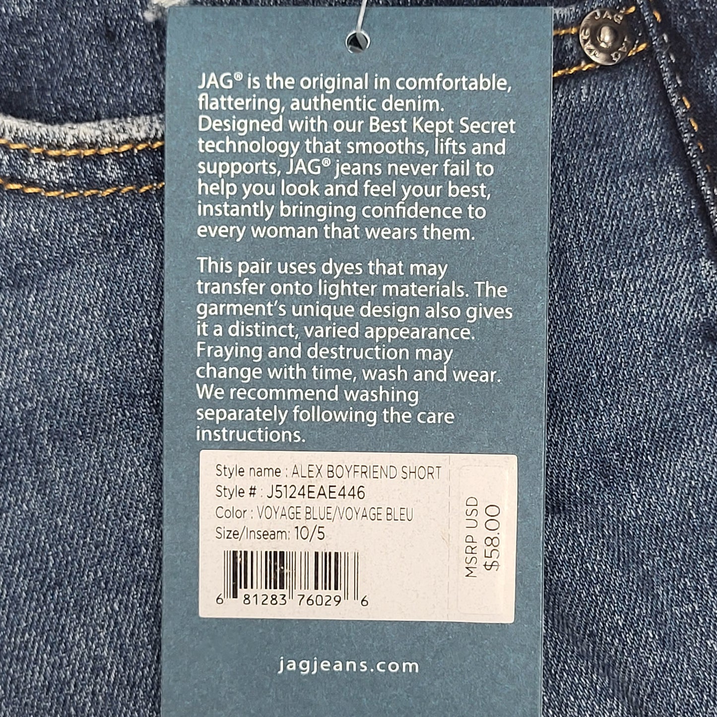 JAG Alex Mid Rise Boyfriend Short Womens Sz 10/5 Voyage Blue J5124EAE446