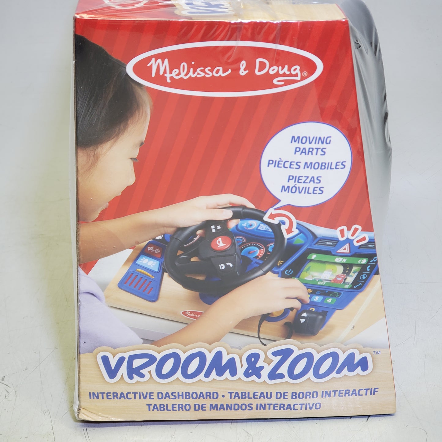 MELISSA & DOUG Vroom & Zoom Interactive Wooden Dashboard Steering Wheel Toy 31705