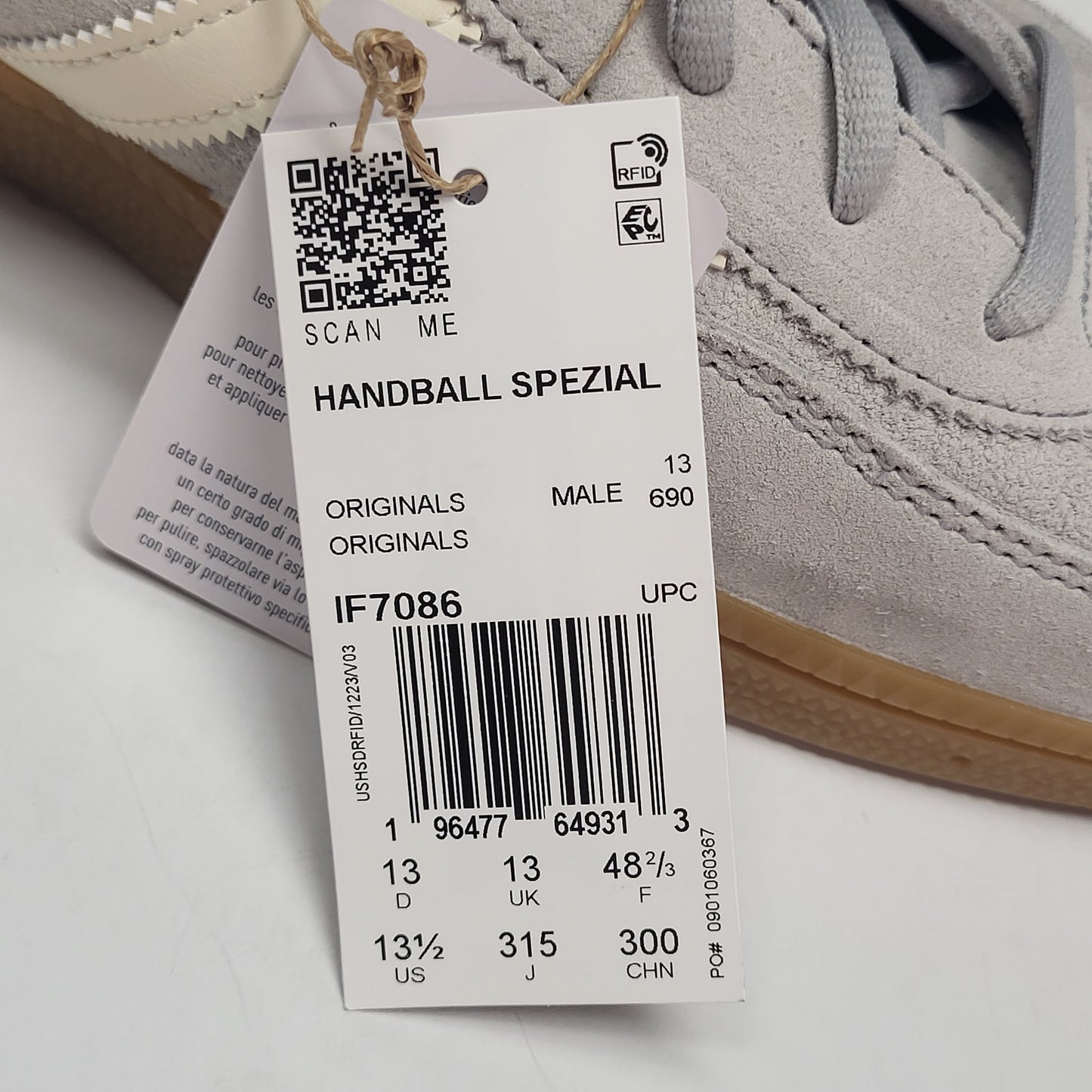 ADIDAS Handball Speziel Originals Sz 13.5 Grey Two/ Cream White IF7086 (As - Is)