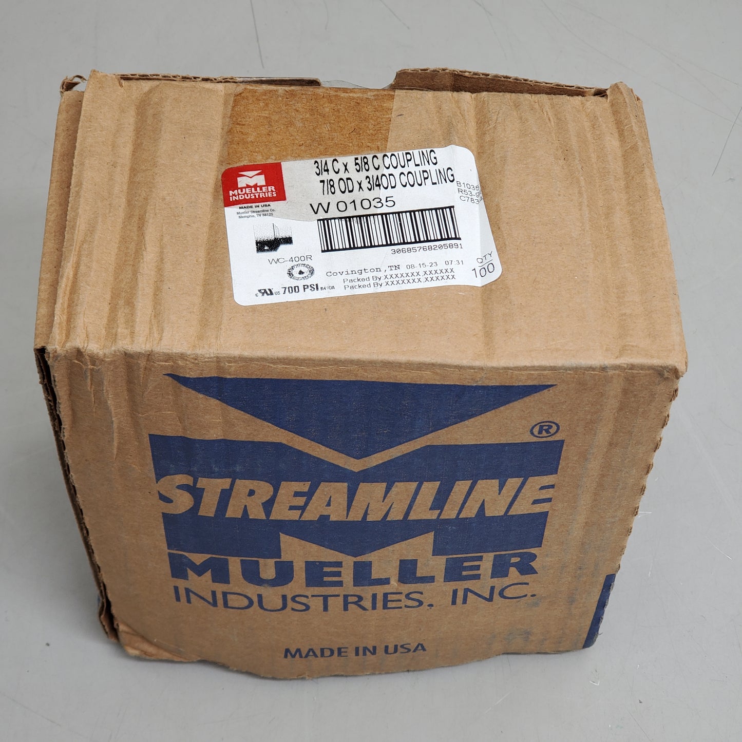 MUELLER (100 Pack) Solder Joint Reducer Couplings 7/8"-3/4" OD Copper W01035
