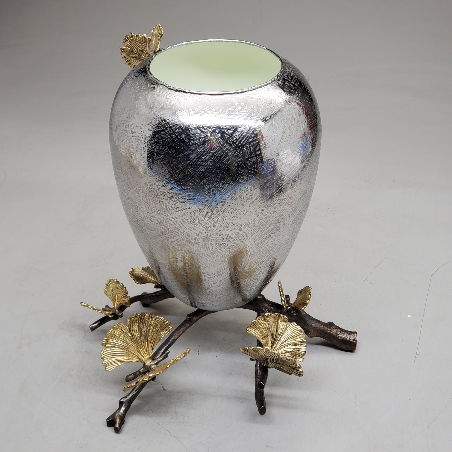 MICHAEL ARAM Butterfly Ginkgo Medium Vase 9.5" x 11" x 13.5" Bronze / Stainless 175752