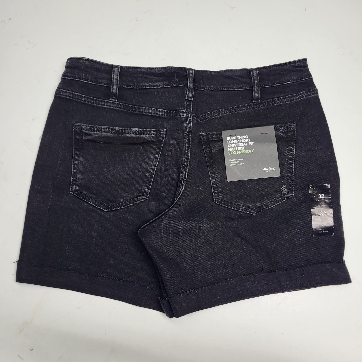 SILVER JEANS CO. Sure Thing Long Short Eco Friendly Sz 32/6.5 Black L28517BOA528