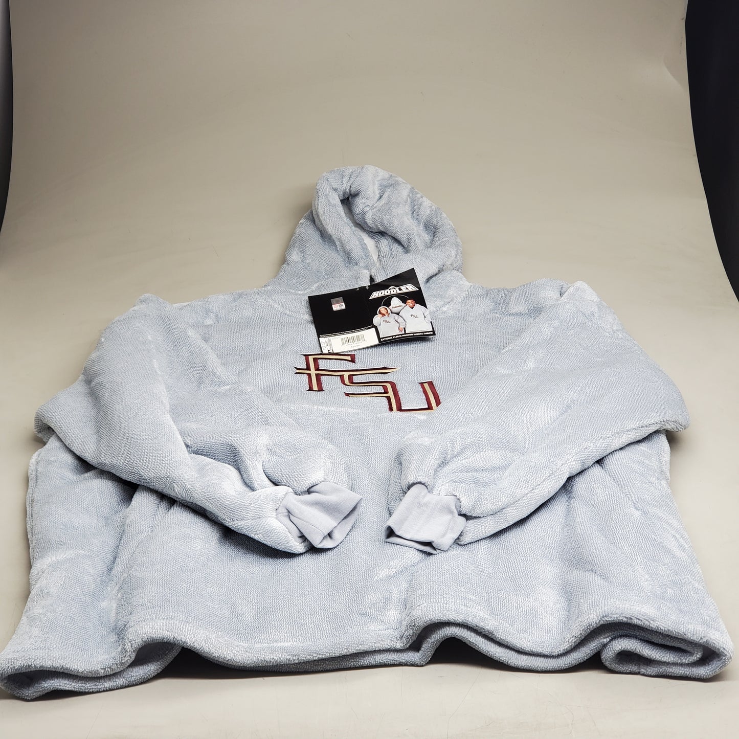 THE HOODLER Cationic Fleece Hooded Sherpa Throw FSU Seminoles One Size Fits Most Grey Florida State