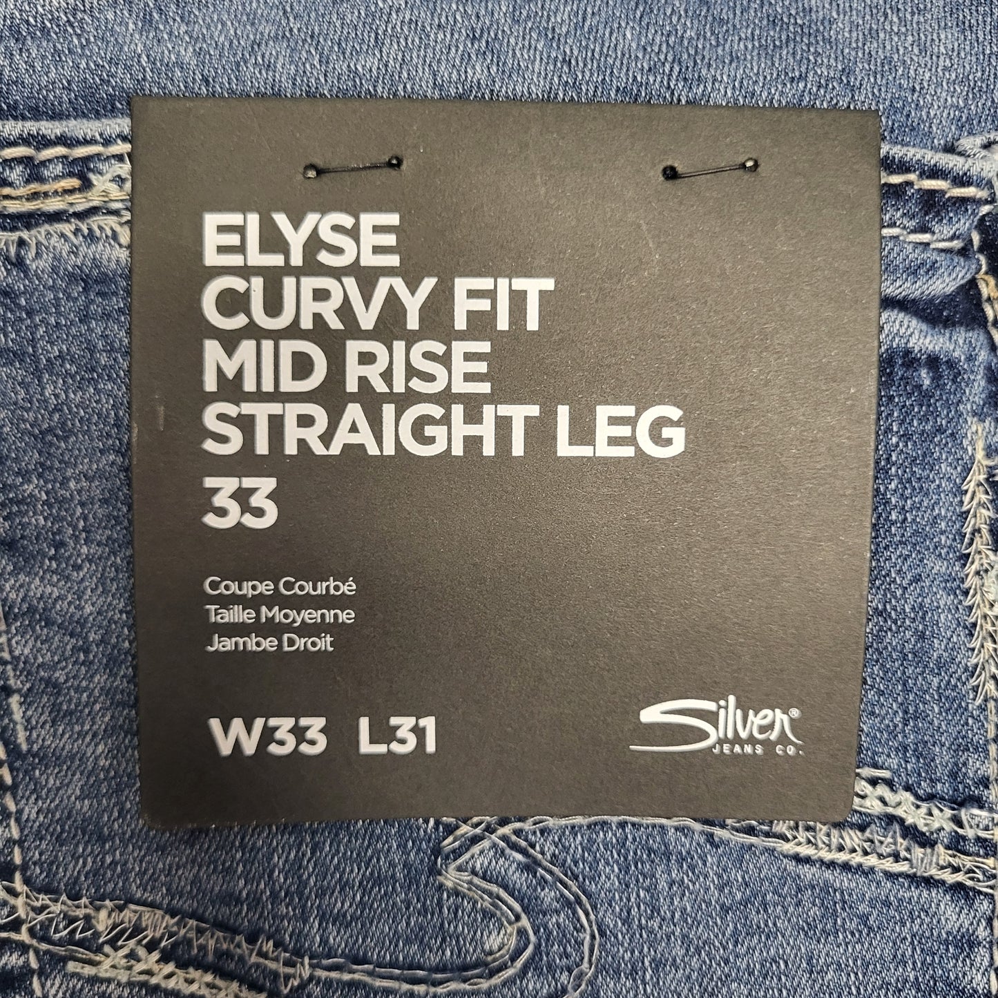 SILVER JEANS CO. Elyse Mid Rise Straight Leg Sz 33/31 Indigo L03403EGX272