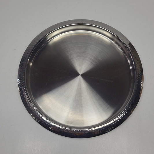 WILLIAMS SONOMA Hammered Round Metal Serving Tray  12.5"x12.5" Silver