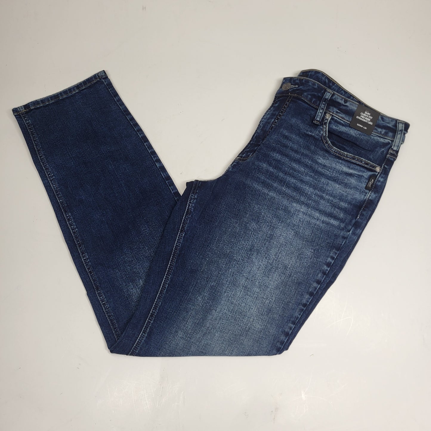 SILVER JEANS CO. Suki Curvy Fit Straight Leg Sz 18/33 Indigo W93413EGX434