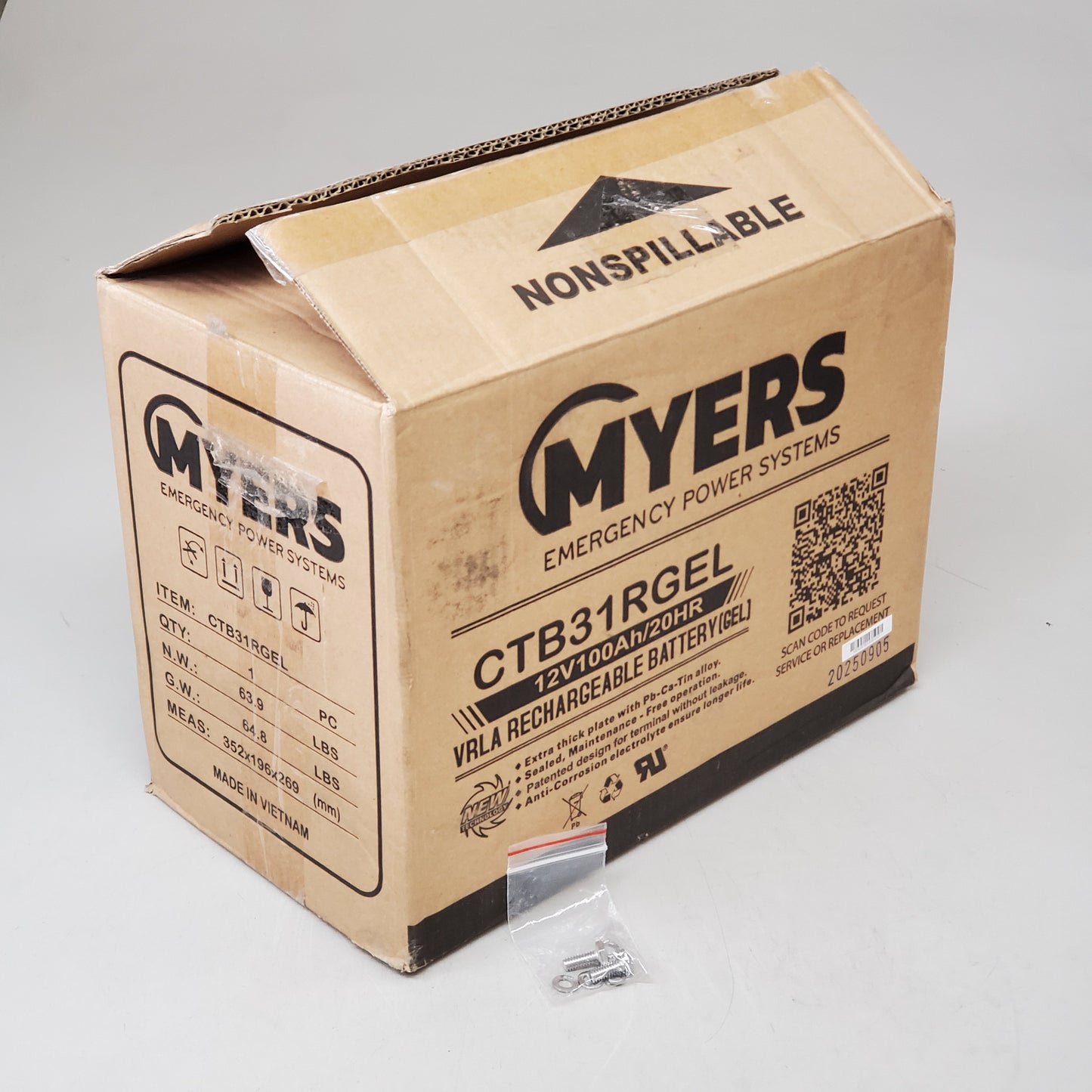 MYERS Vrla Rechargeable Gel Battery Emergency Power Systems CTB31RGEL (New Other)