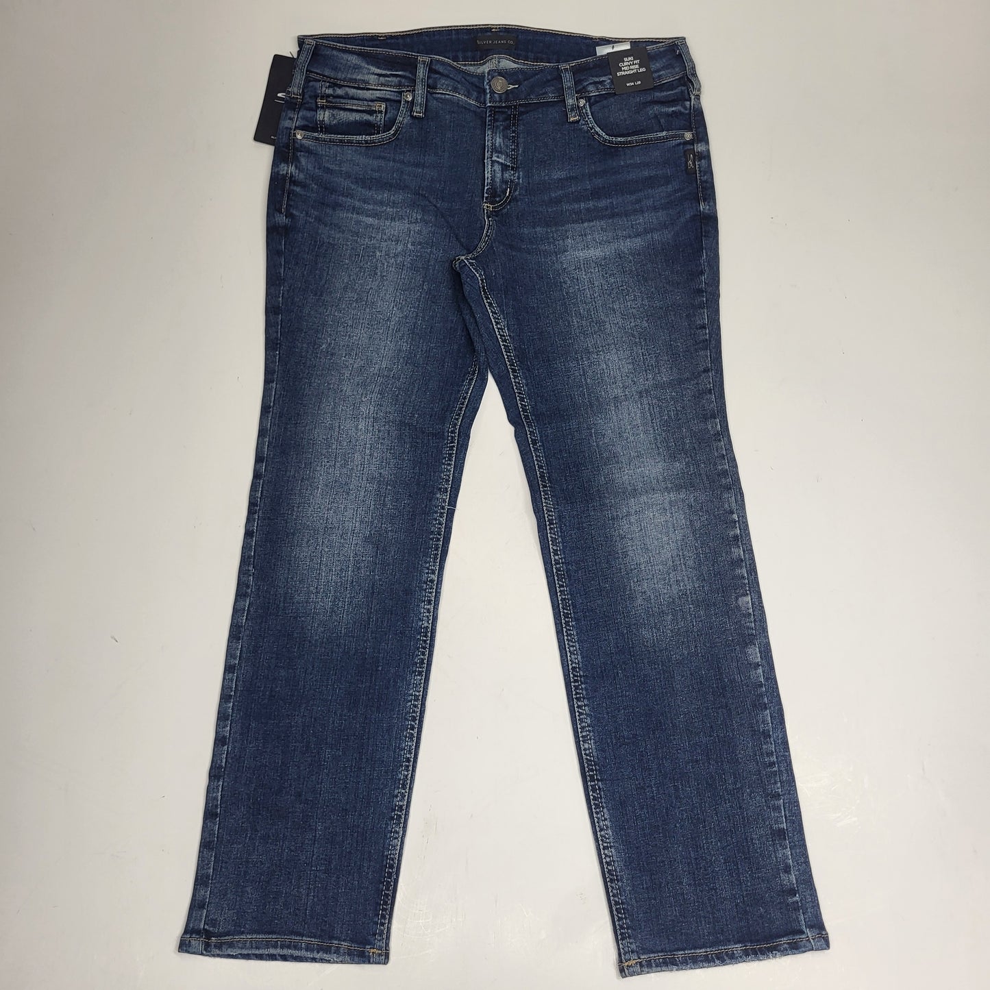 SILVER JEANS CO. Suki Curvy Fit Straight Leg Sz 34/29 Indigo L93413EAE389