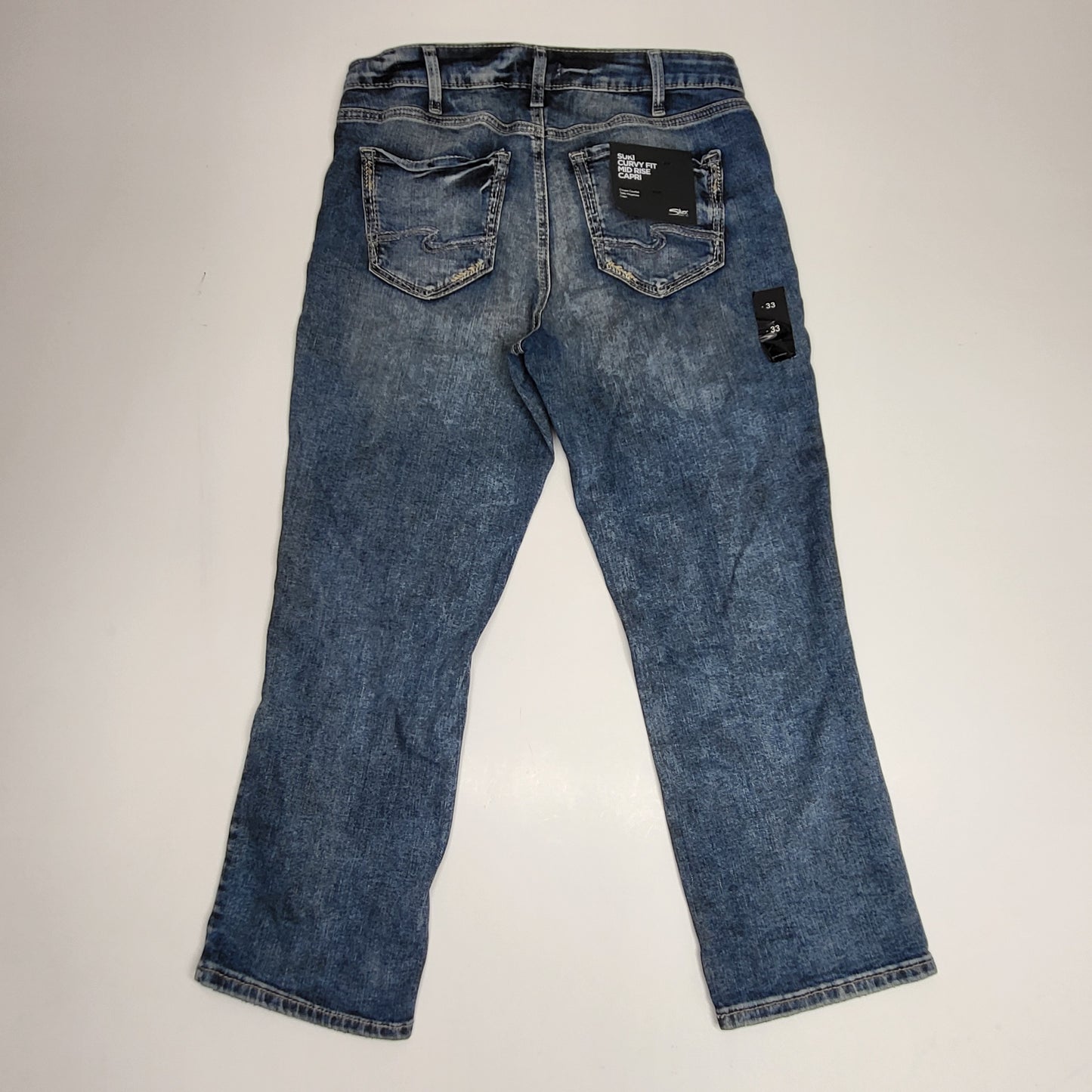 SILVER JEANS CO Suki Curvy Mid Rise Capri Women's Sz 33/23.5 L4396EPX224
