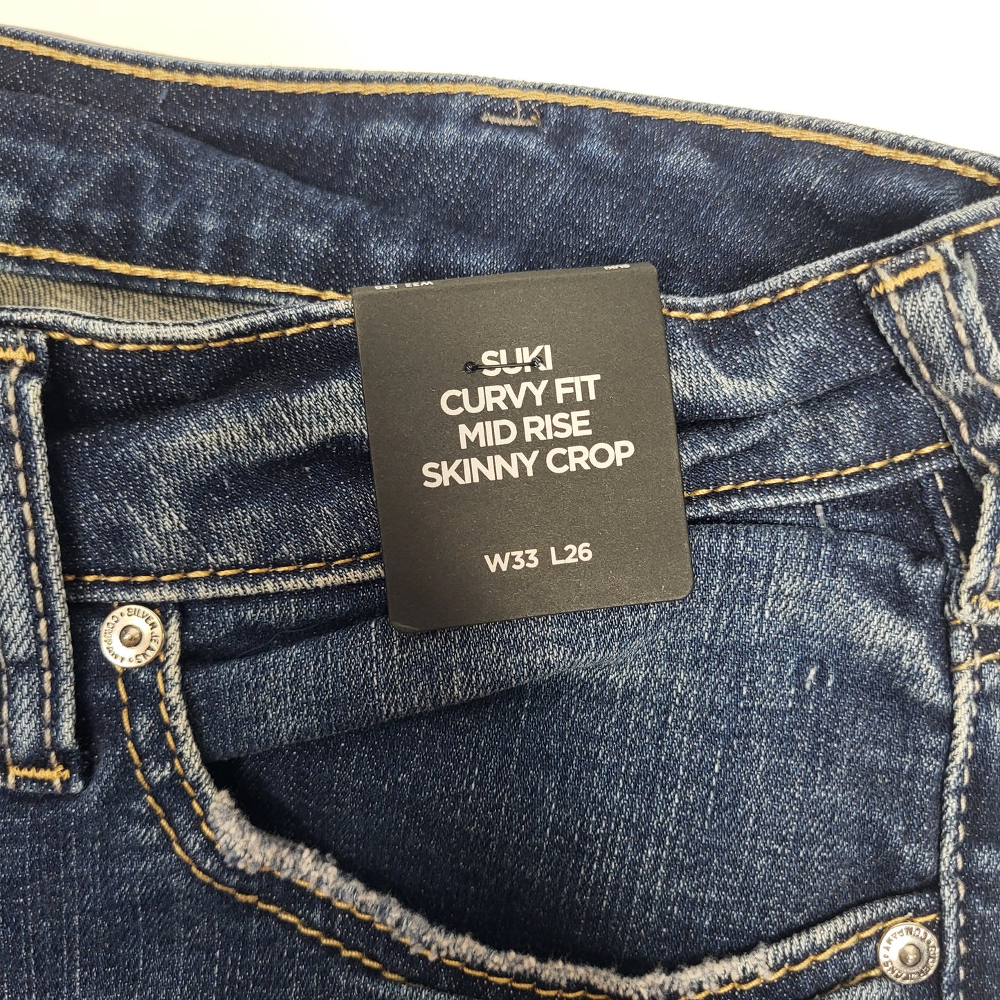 SILVER JEANS CO Suki Curvy Fit Mid Rise Skinny Crop Sz 33 Orlando L43975SCV384