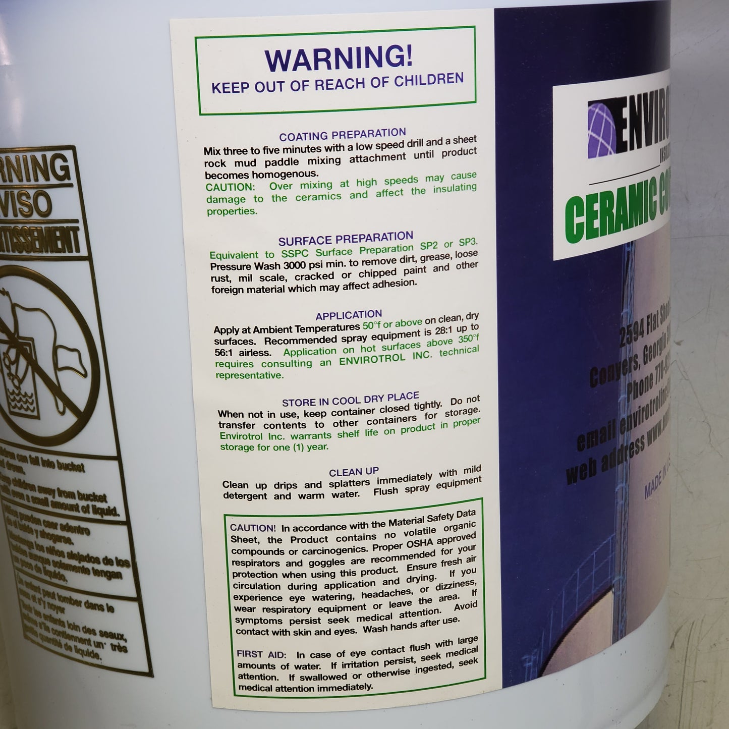 ENVIROTROL Ceramic Cover Insulation Corrosion Coating 5 Gal Bucket CC-SYSTEMS100 A1-08024