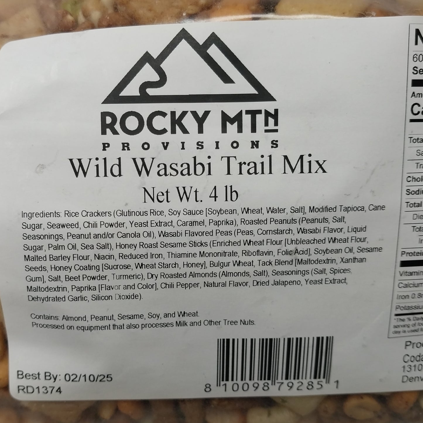 ROCKY MTN Provisions 4.2 lbs. Bag of Wild Wasabi Trail Mix BB: 02/10/2025