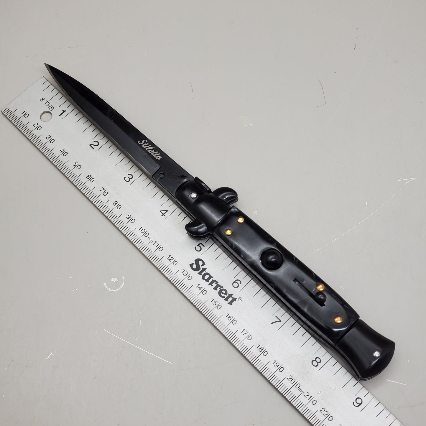 ZA@ ARMED FORCE TACTICAL Hand Crafted OTF Pocket Knife 9" Knife 4" Blade Black/White ST-6BKB