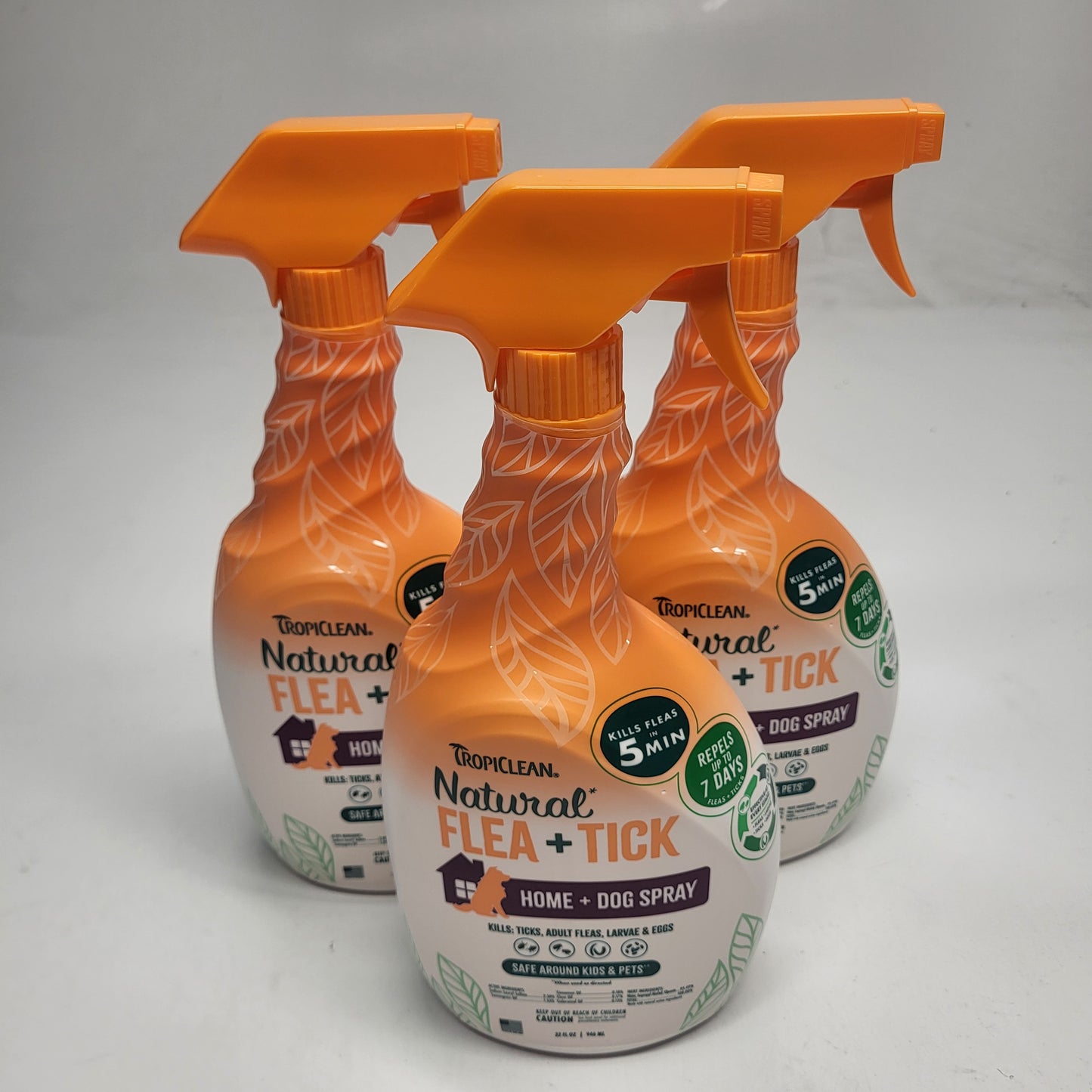 TROPICLEAN (3 PACK) Natural Flea & Tick Max Strength Home + Dog Spray 32 oz