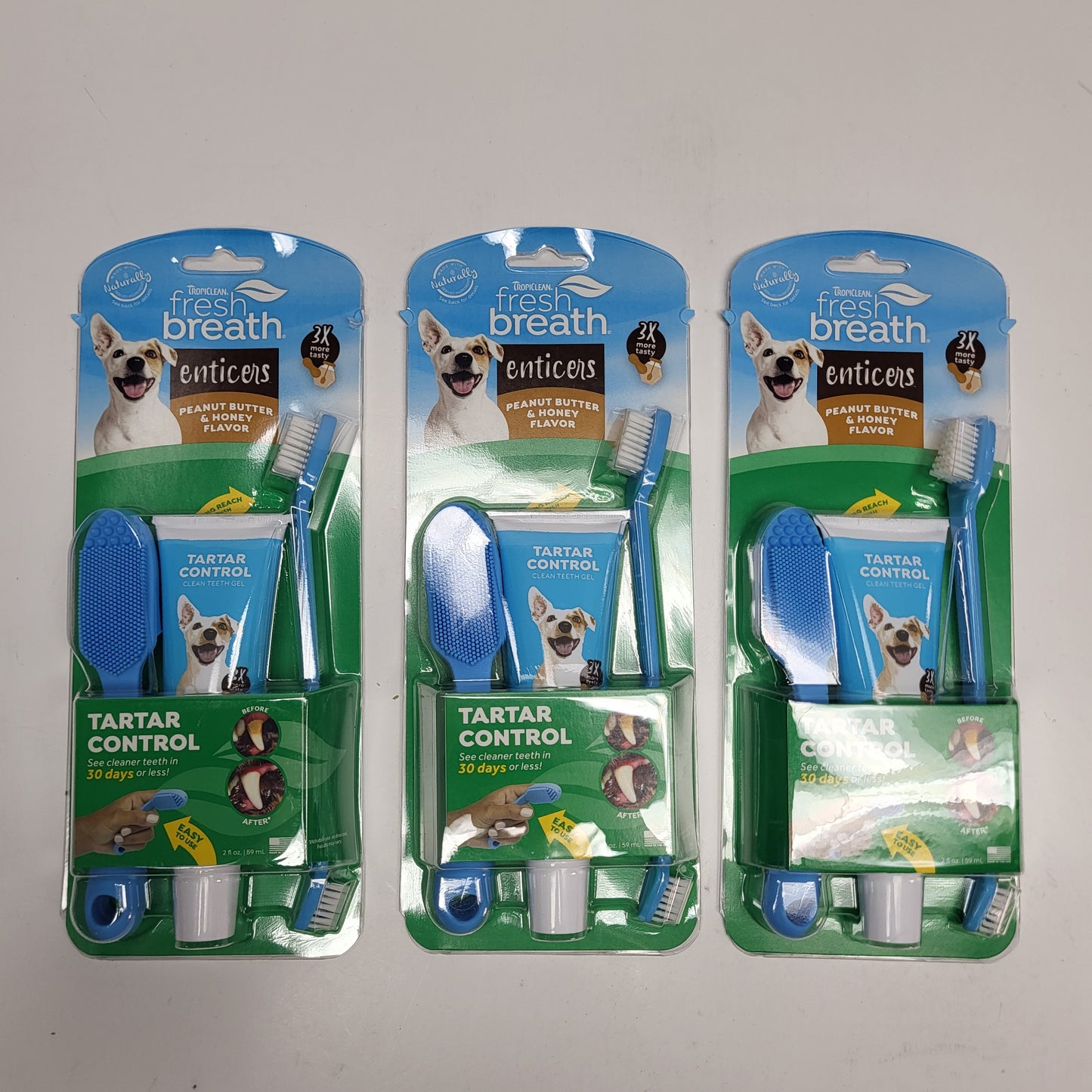 ZA@ TROPICLEAN (3 PACK) Fresh Breath Pet Enticers Peanut Butter & Honey Flavor 2 oz