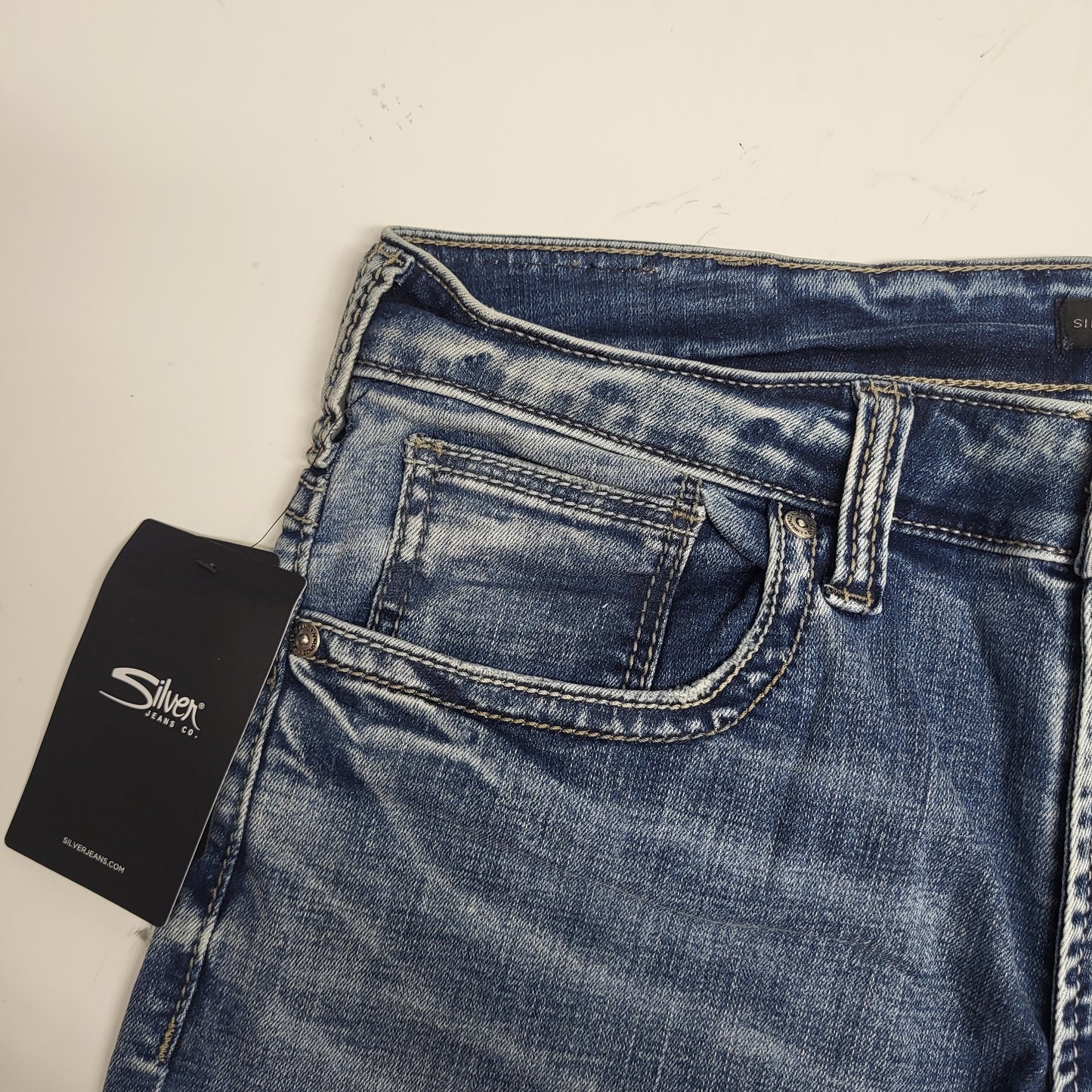 SILVER JEANS CO. Zac Relaxed Fit Straight Leg Sz 33/34 Indigo M42404EDK267
