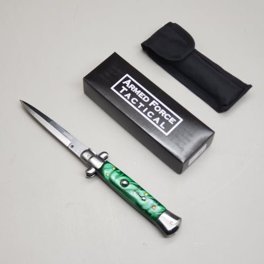 ZA@ ARMED FORCE TACTICAL Hand Crafted OTF Pocket Knife 9"Knife4"Blade Green ST-7MGN