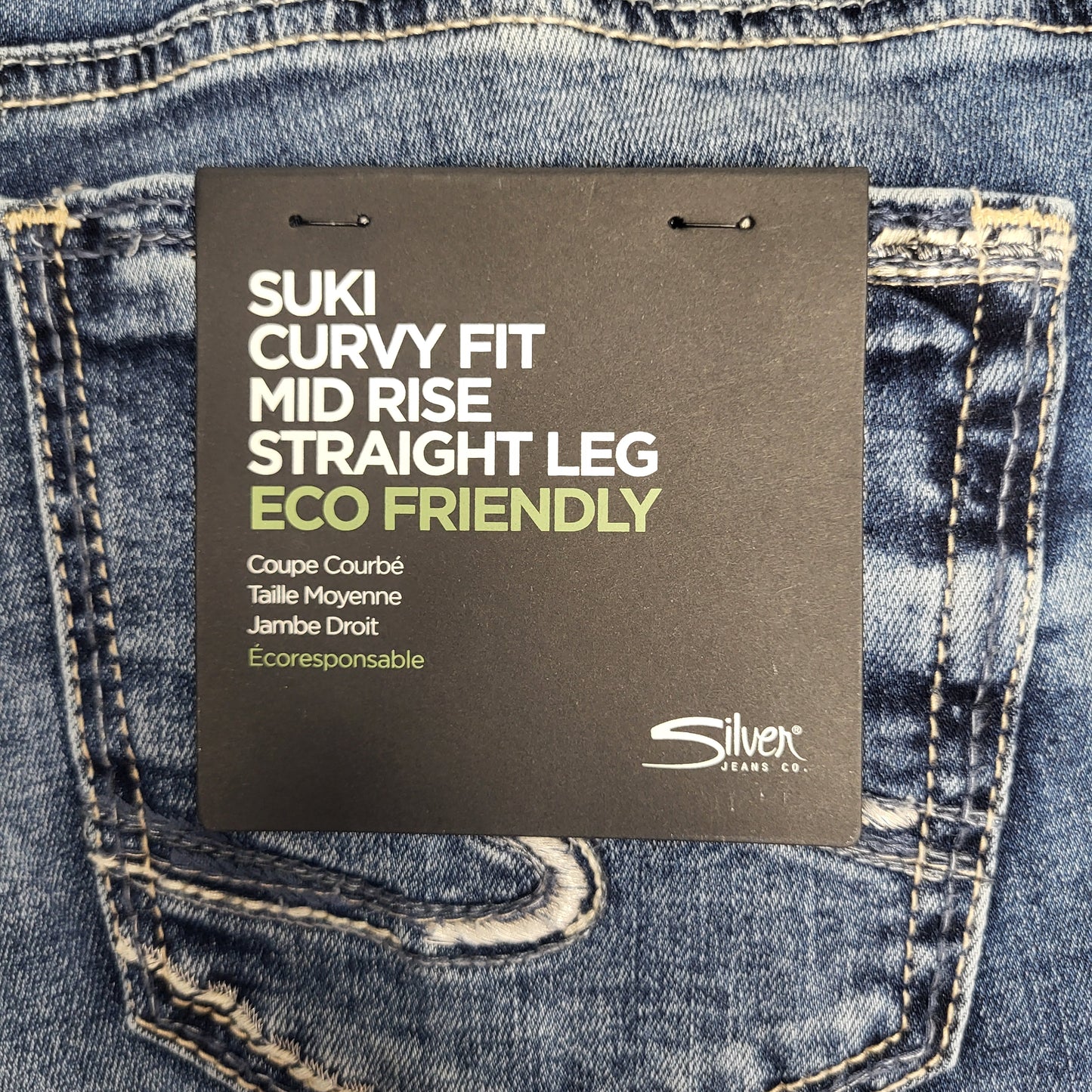 SILVER JEANS CO. Suki Straight Leg Eco Friendly Sz 32/33 Indigo L93413ECF204
