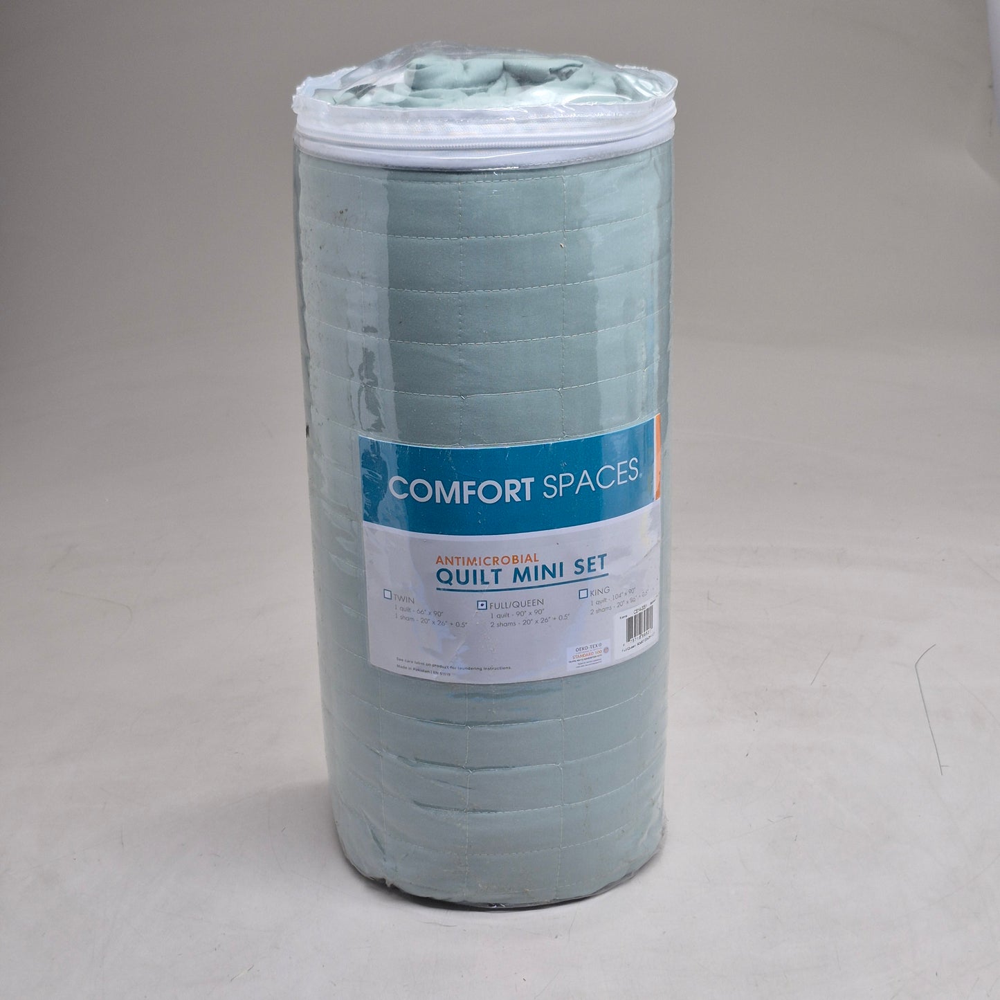 COMFORT SPACES Antimocrobial Quilt Mini Set Full/Queen Sage Green CS14-0051