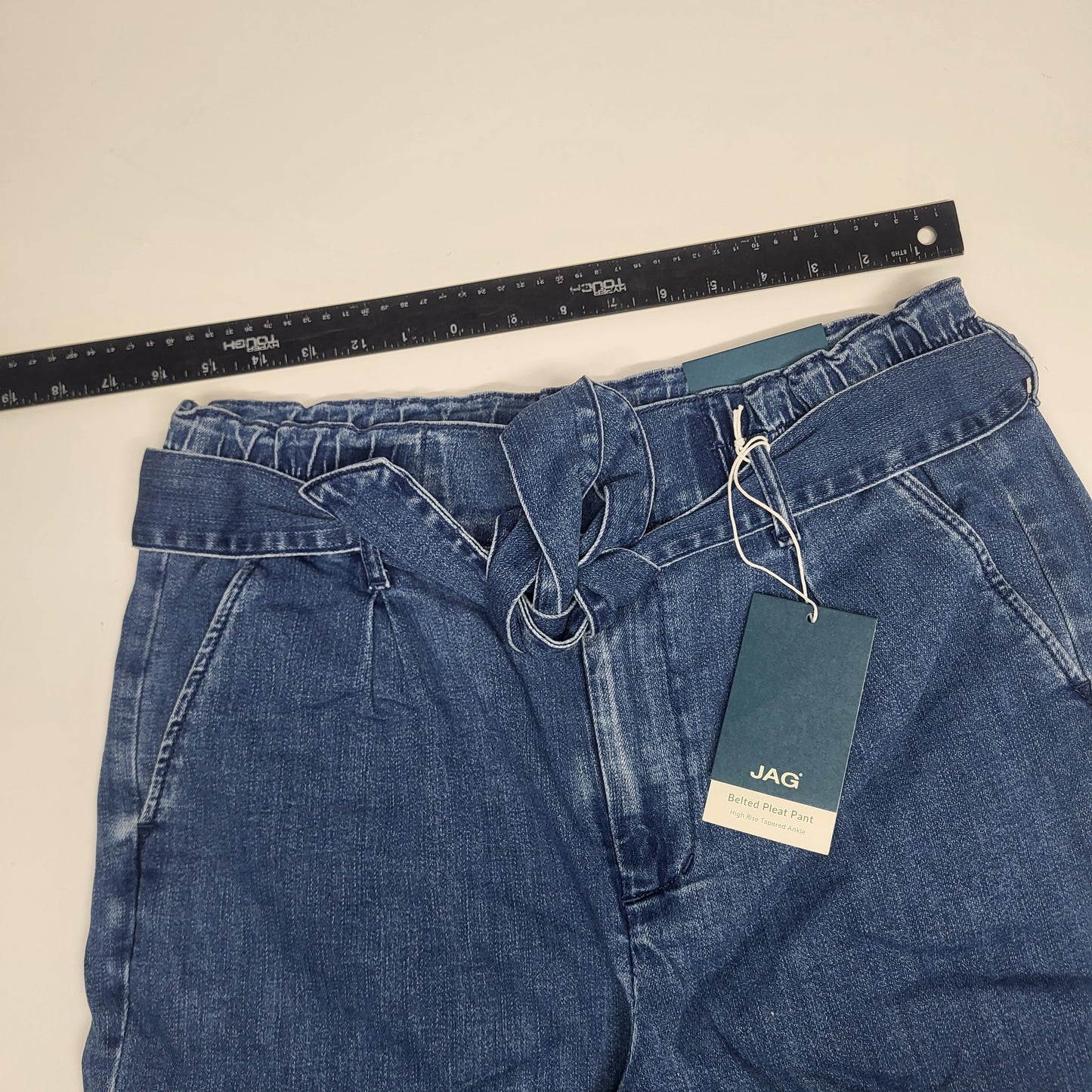 JAG Belted Pleat High Rise Tapered Ankle Womens Sz 8/27 Blue Nova J2882SAP325