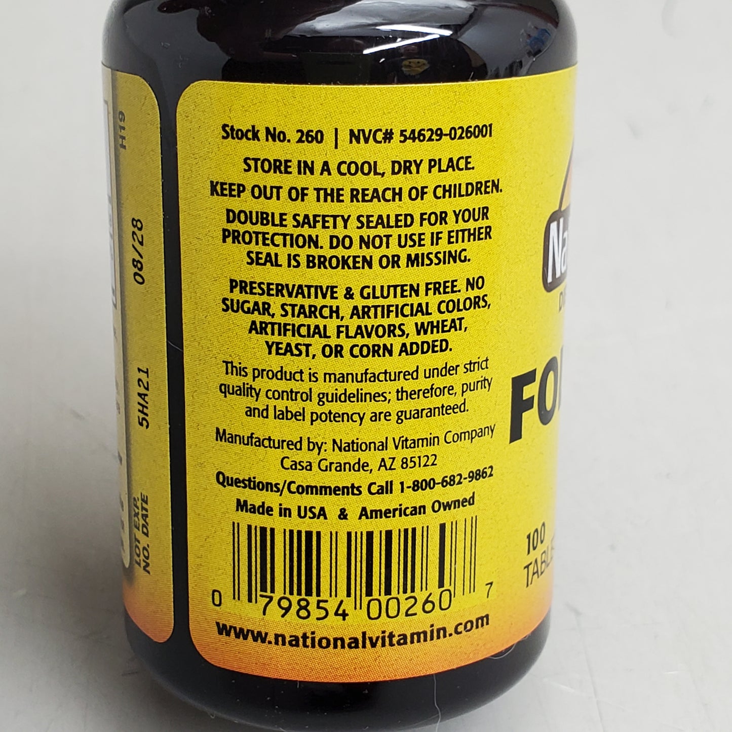 NATURE'S BLEND (100 Tablets) Folic Acid Dietary Supplement 800 mcg BB 08/28