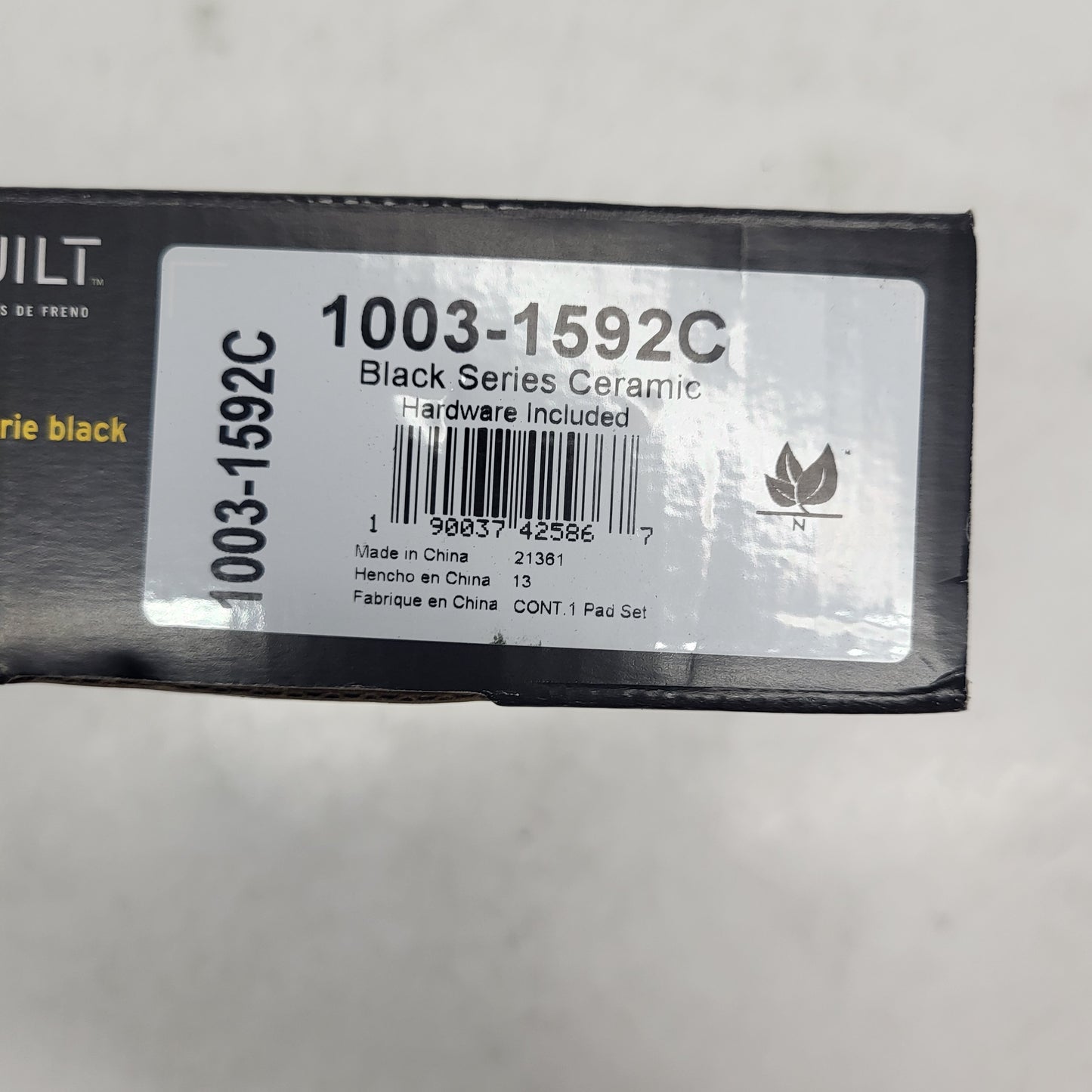 QUALITY-BUILT Ceramic Disc Brake Pad Set Black Front 1003-1592C