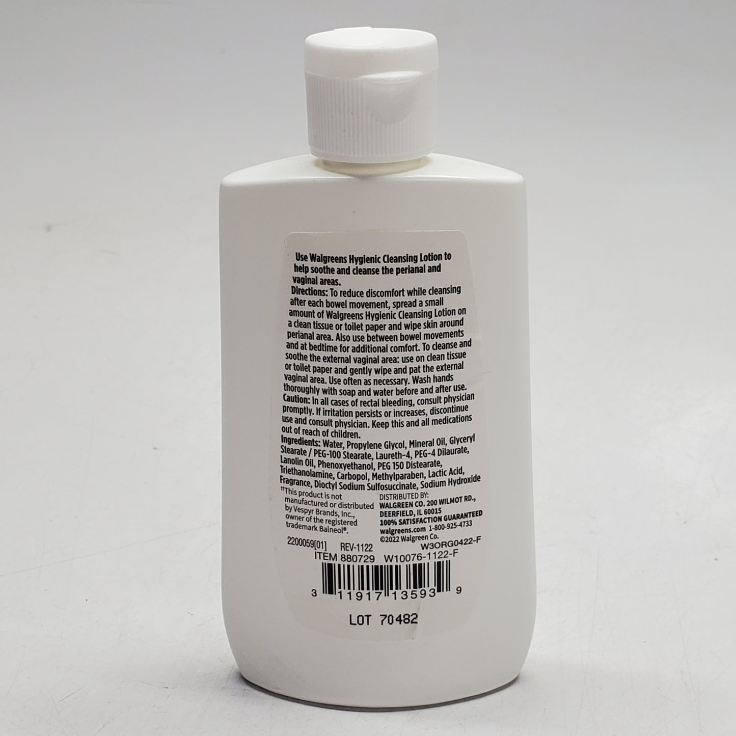 WALGREENS Hygienic Cleansing Lotion Soothing Relief 3 FL OZ
