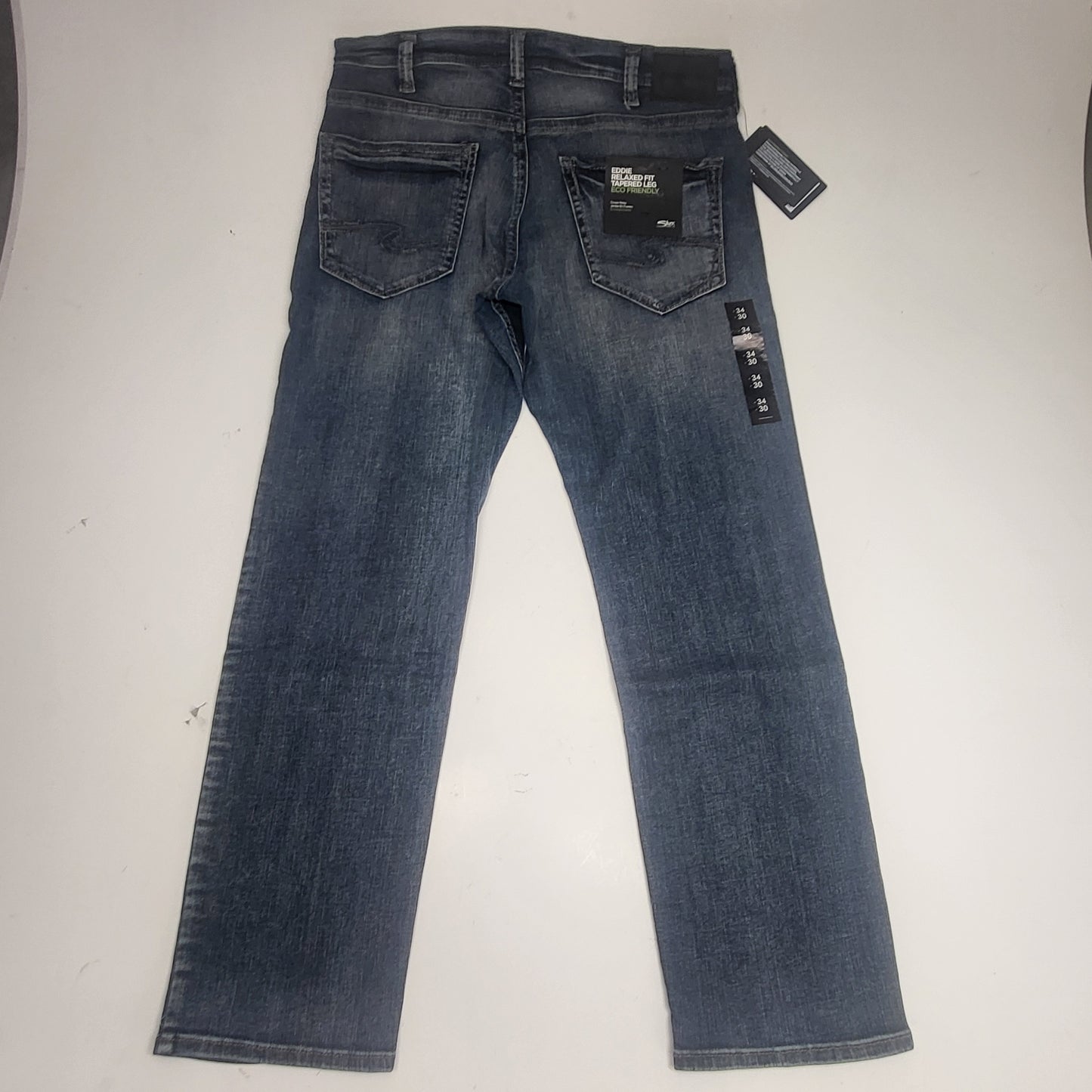 SILVER JEANS CO. Eddie Tapered Leg Eco Friendly Sz 34/30 Indigo M42977RAS396