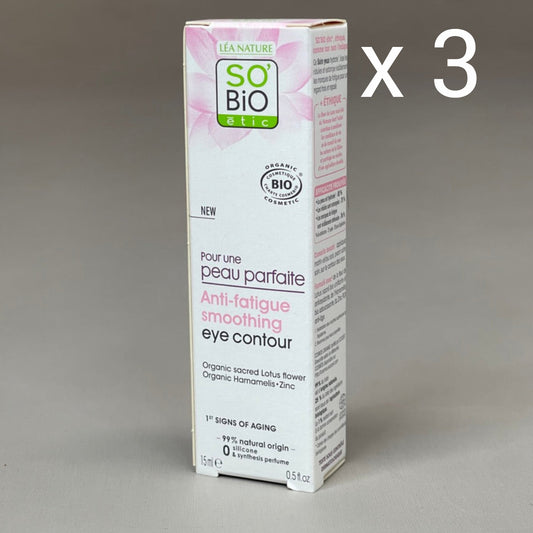 SO BIO ETIC (3-PACK) Anti-fatigue Smoothing Eye Contour .5 OZ (New)