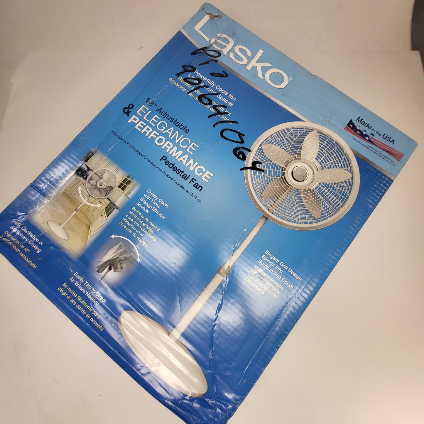LASKO  Adjustable Elegance & Performance Pedestal Fan  18" (As Is)