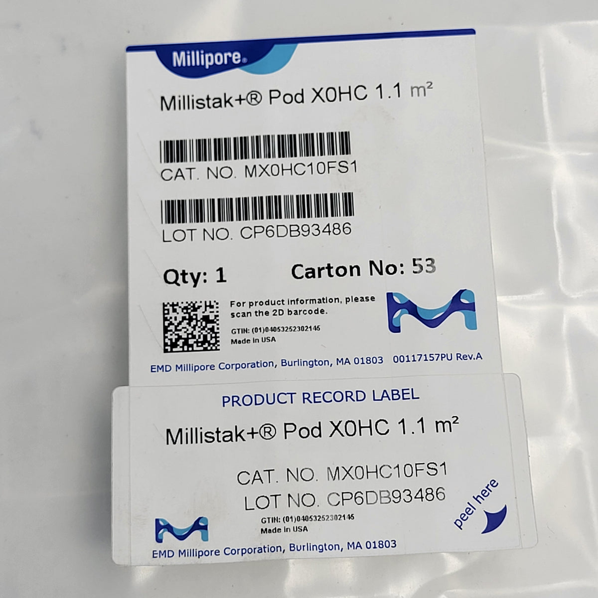 MILIPORE  Milistak+ Hc Pod X0hc Media Series 1.1m 2 MX0HC10FS1 CP6DB93486
