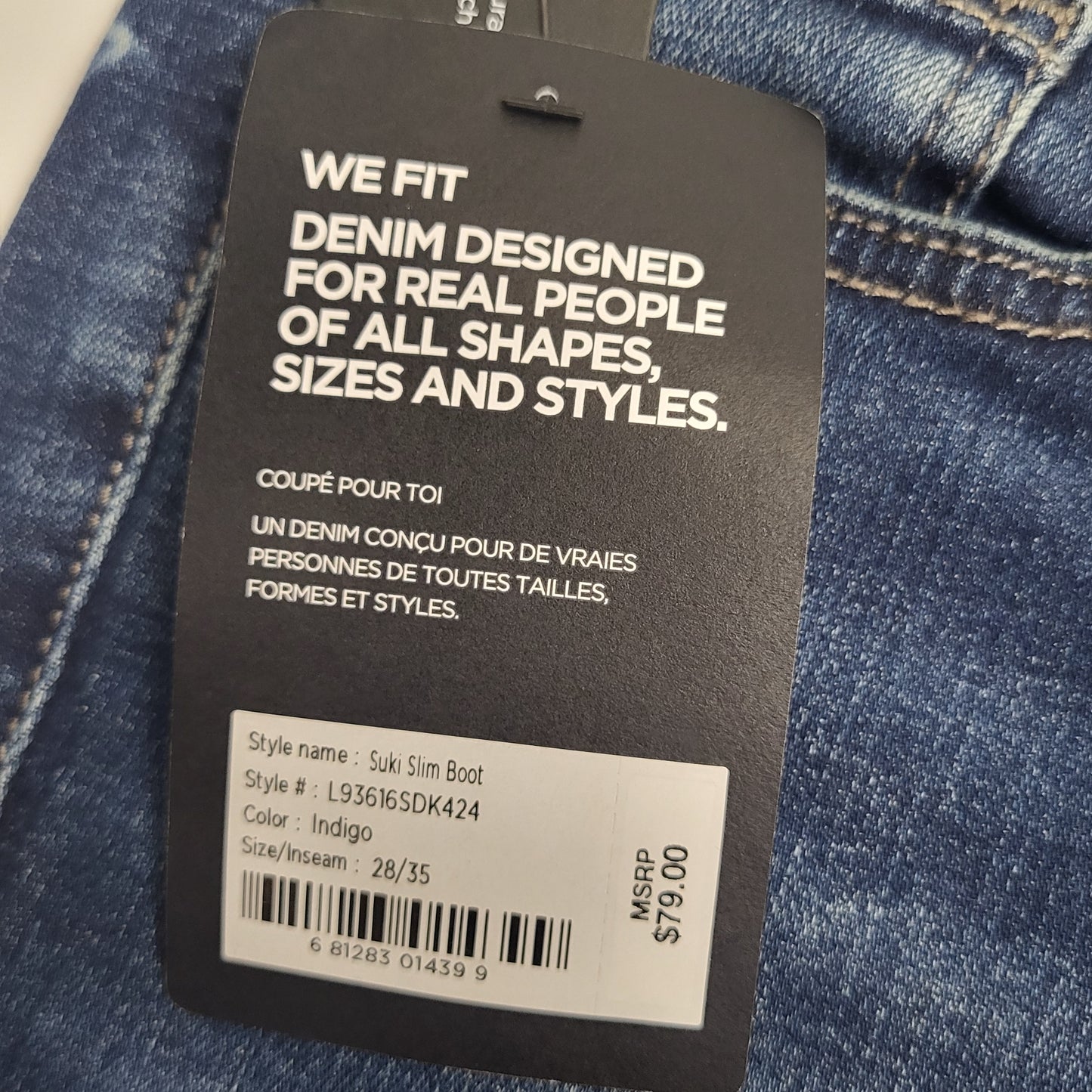 SILVER JEANS CO. Suki Curvy Fit Mid Rise Slim Boot Sz 28/33 Indigo L93616SDK424