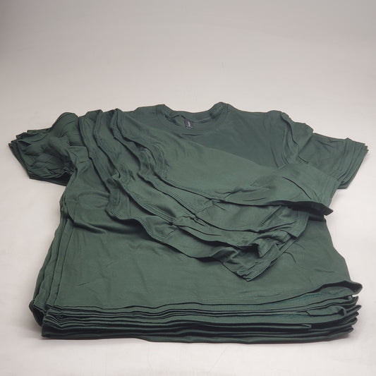 GILDAN (12 Pack) Soft Style Plain Tees Neck Short Sleave 100% Cotton Medium Forest Green