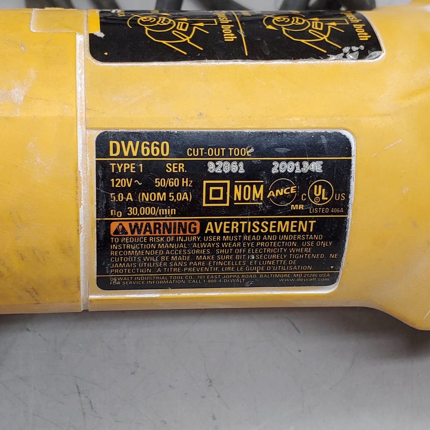 DEWALT Corded Sheetrock Electric Rotary Cut-out Tool DW660 (Pre-Owned)