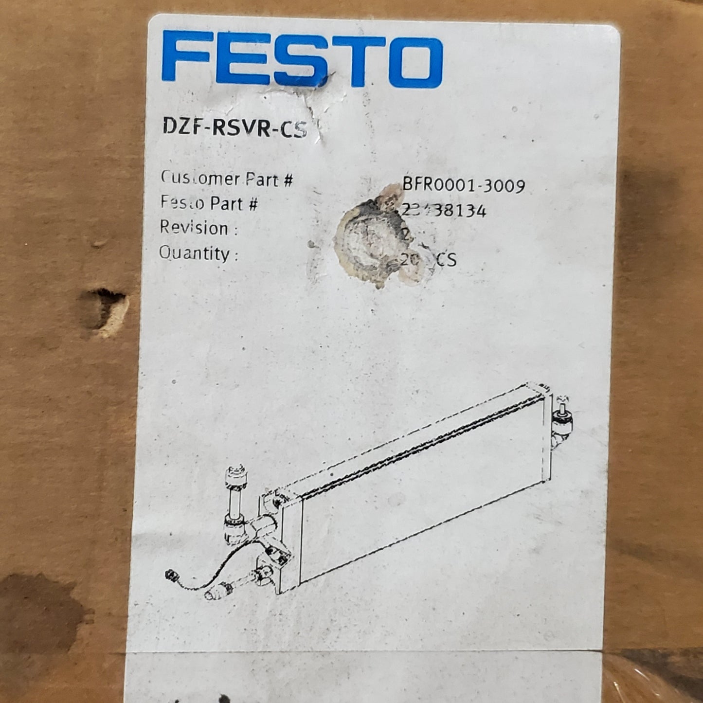 FESTO Compact Flat Pneumatic Cylinder Bfr0001-3009 04-2024:85 ~3/4"x3-1/8"x9-1/4" 23438134