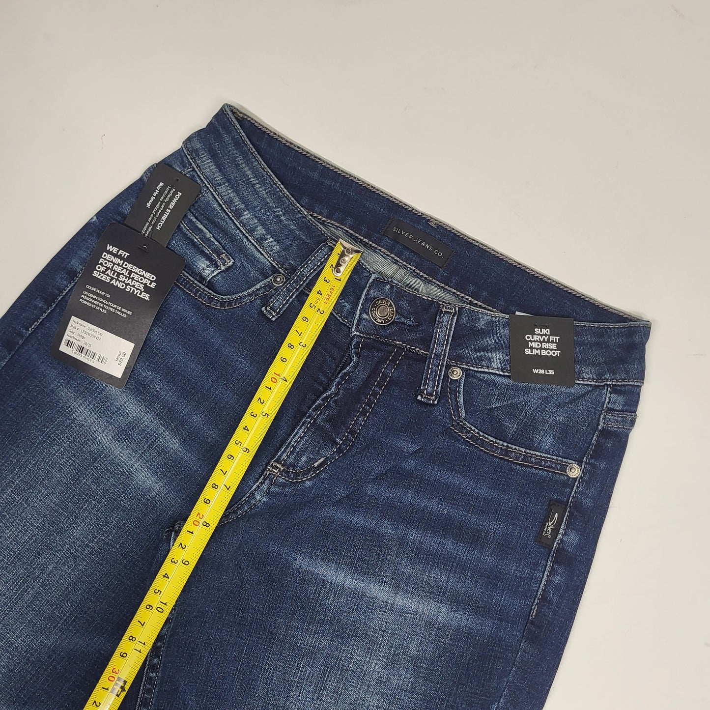 SILVER JEANS CO. Suki Curvy Fit Mid Rise Slim Boot Sz 28/33 Indigo L93616SDK424
