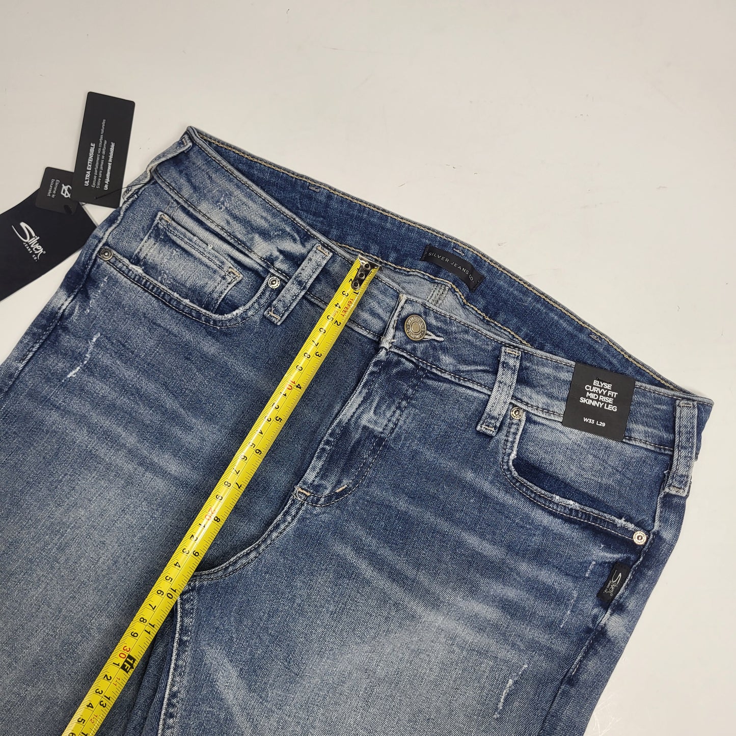 SILVER JEANS CO. Elyse Mid Rise Skinny Leg Sz 33/29 Light Indigo L03116EPX291