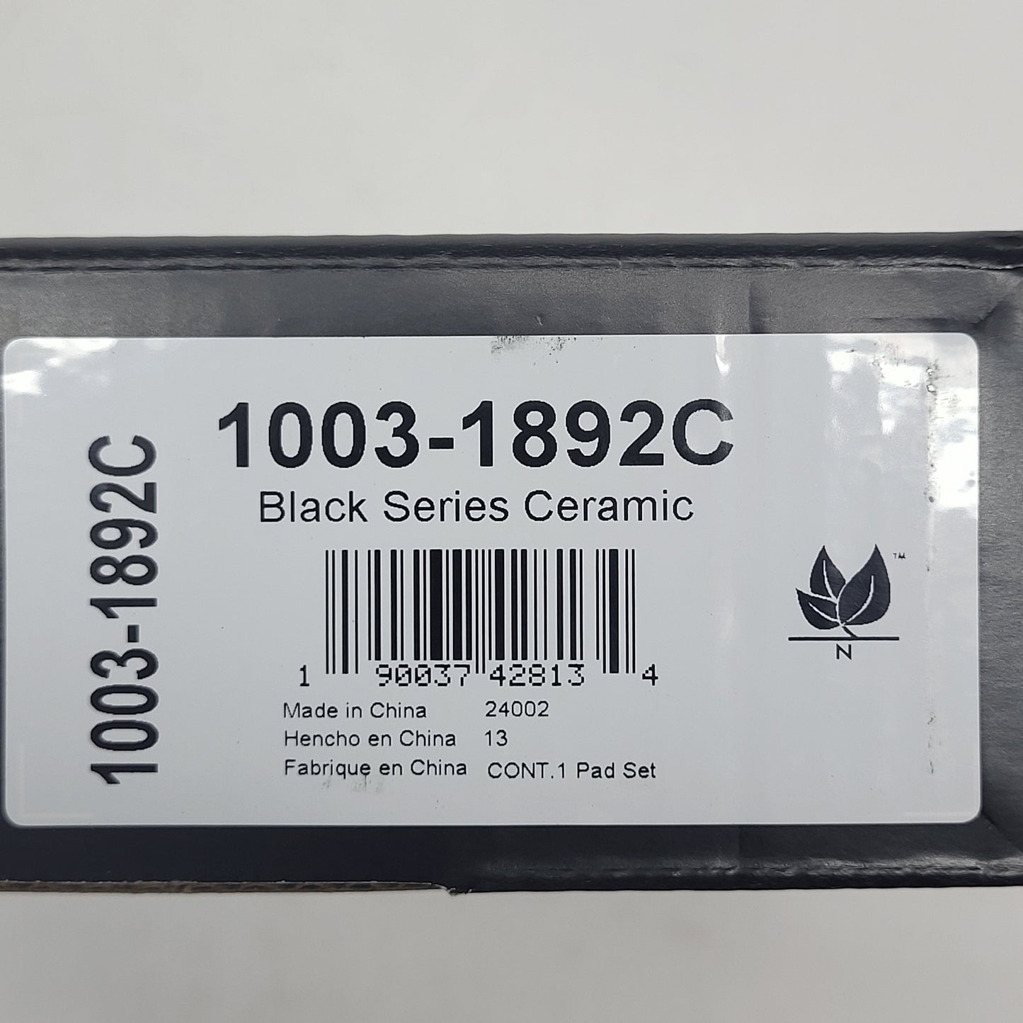 QUALITY-BUILT Ceramic Disc Brake Pad Set Black Front 1003-1892C