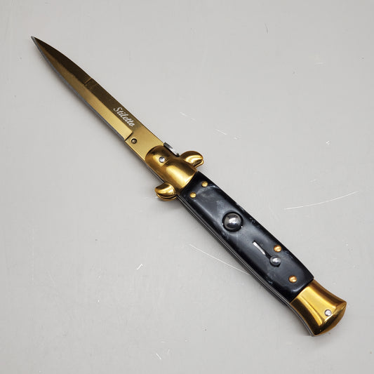 ZA@ ARMED FORCE TACTICAL Hand Crafted OTF Pocket Knife 9" knife 4" blade Gold & Black ST-6GB