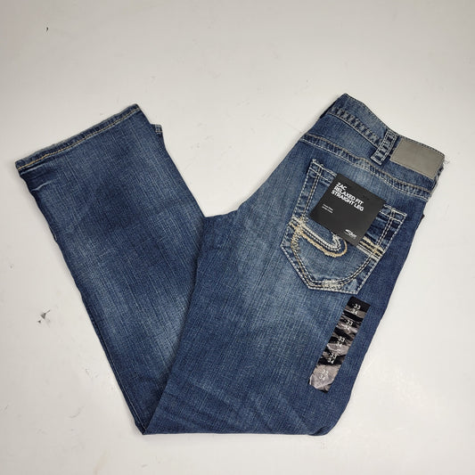 SILVER JEANS CO. Zac Relaxed Fit Straight Leg Sz 33/34 Indigo M42408LD191