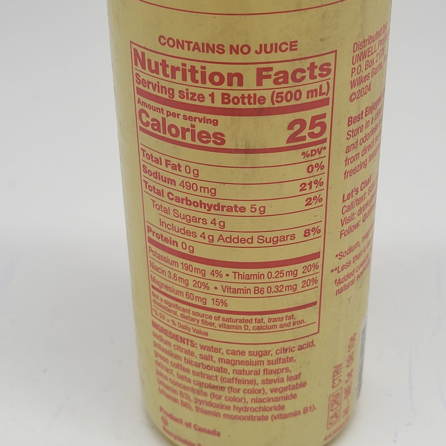 ZA@ UNWELL (12 PACK) Hyrdration Electrolyte Drink Mango Citrus 16.9oz