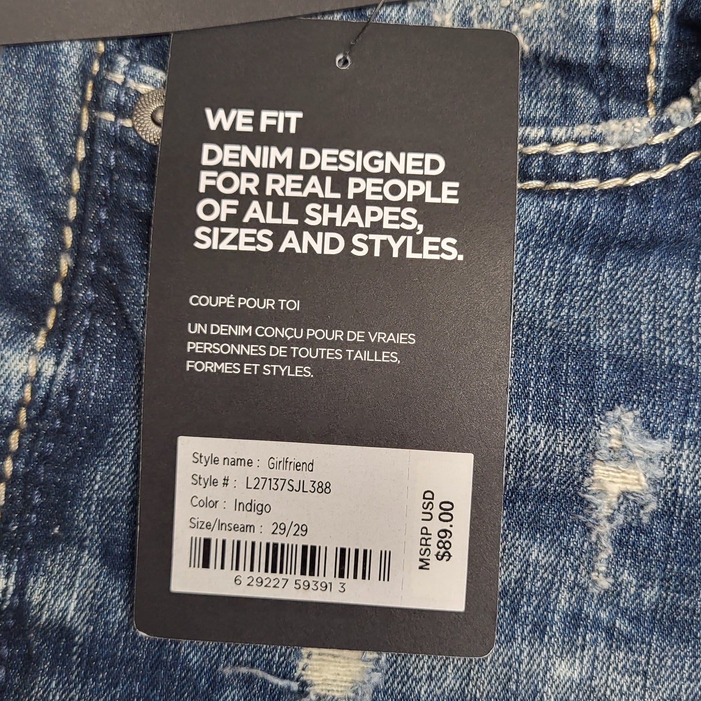 SILVER JEANS CO. Girlfriend Universal Fit Mid Rise Skinny Leg Sz 29/29 Indigo L27137SJL388